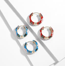 image-Exquisite retro fashion hipster hoop ear buckle micro-set color zircon earrings fashion all-match design earrings women