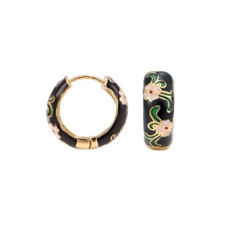 image-Exquisite retro fashion hipster hoop ear buckle micro-set color zircon earrings fashion all-match design earrings women