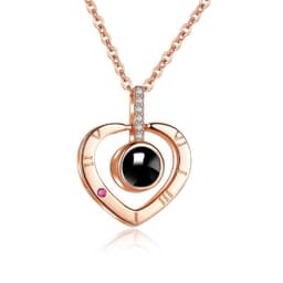 image-One hundred languages necklace Douyin net red with the same heart-shaped pendant in the memory of love