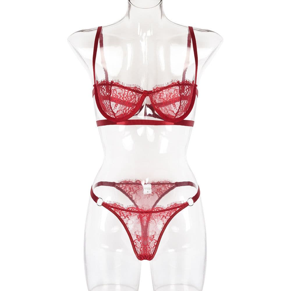 image-WISH Amazon Europe and the United States hot selling 2020 hot style with steel ring lace sexy wrap chest ladies underwear sexy suit