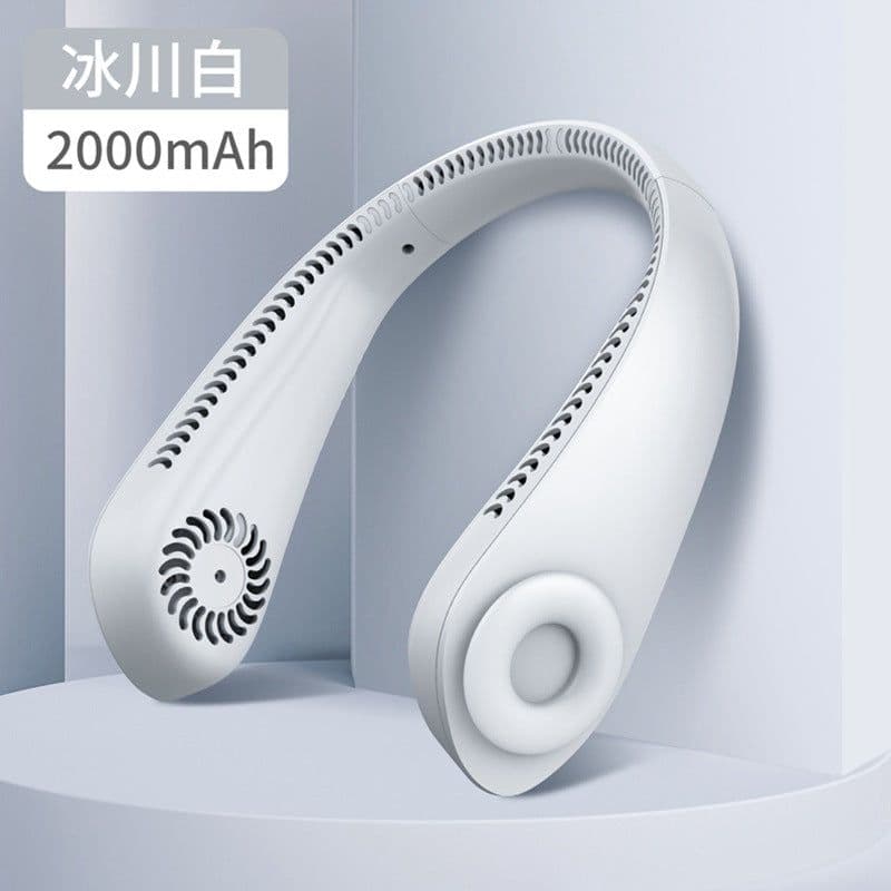 image-Hanging neck fan portable lazy leafless brush hanging neck rechargeable small fan brush spot cross-border one-piece drop shipping