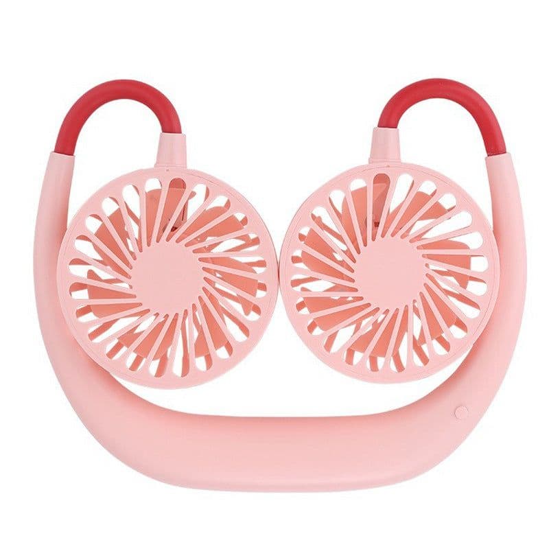 image-Hanging neck fan portable lazy leafless brush hanging neck rechargeable small fan brush spot cross-border one-piece drop shipping