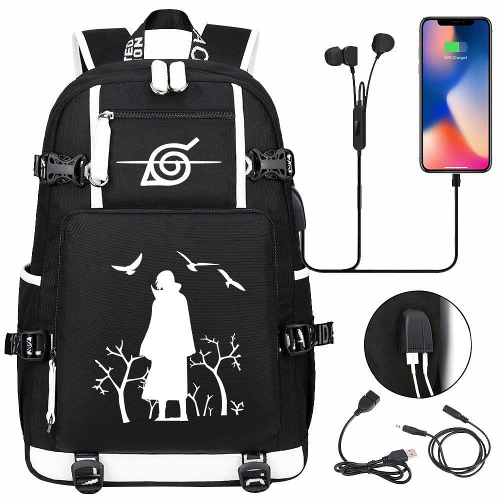 image-New Naruto print USB youth student schoolbag men and women casual large-capacity travel backpack