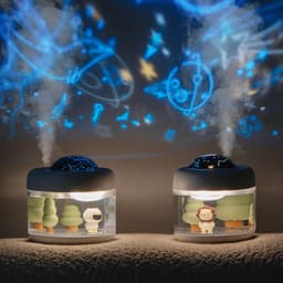 image-Rotary projection humidifier household large fog office desktop creative decoration mini walking heart gift wholesale