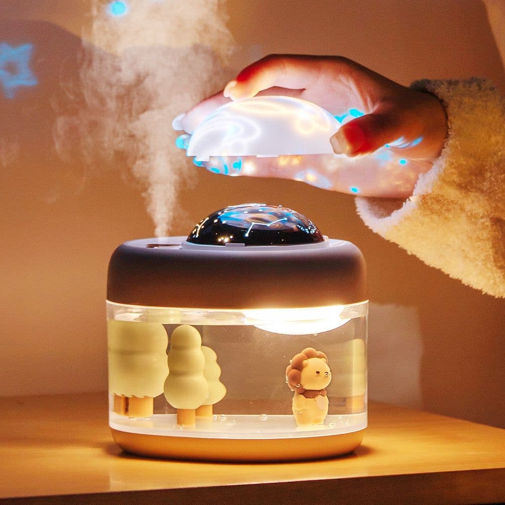 image-Rotary projection humidifier household large fog office desktop creative decoration mini walking heart gift wholesale