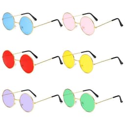 image-Retro Round Sunglasses Colorful Trend Round Frame Glasses Color Lens Prince Mirror Factory Wholesale