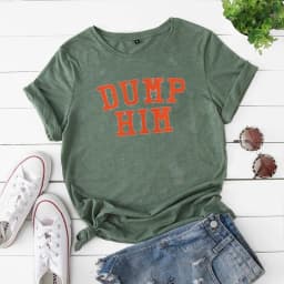 image-AliExpress Amazon Alphabet DUMP HIM Printed T-Shirt Ladies Short Sleeve Loose Top