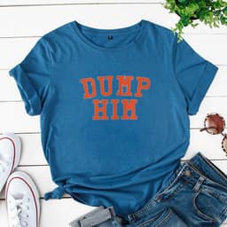 image-AliExpress Amazon Alphabet DUMP HIM Printed T-Shirt Ladies Short Sleeve Loose Top