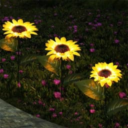image-Amazon outdoor solar simulation flower sunflower pole lamp garden ground lawn lamp roadside decorative lamp
