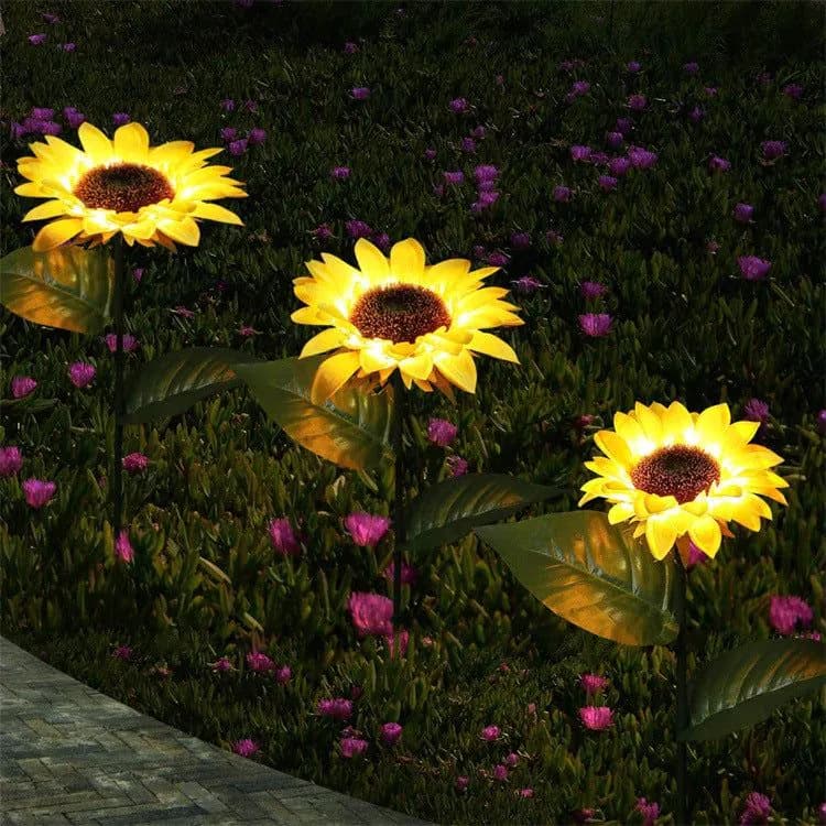 image-Amazon outdoor solar simulation flower sunflower pole lamp garden ground lawn lamp roadside decorative lamp