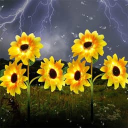 image-Amazon outdoor solar simulation flower sunflower pole lamp garden ground lawn lamp roadside decorative lamp