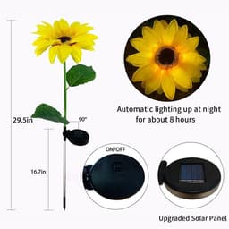 image-Amazon outdoor solar simulation flower sunflower pole lamp garden ground lawn lamp roadside decorative lamp