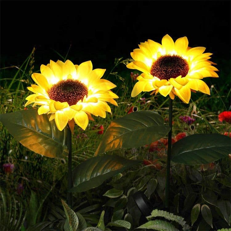 image-Amazon outdoor solar simulation flower sunflower pole lamp garden ground lawn lamp roadside decorative lamp