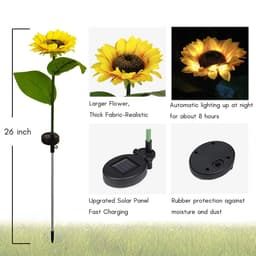 image-Amazon outdoor solar simulation flower sunflower pole lamp garden ground lawn lamp roadside decorative lamp