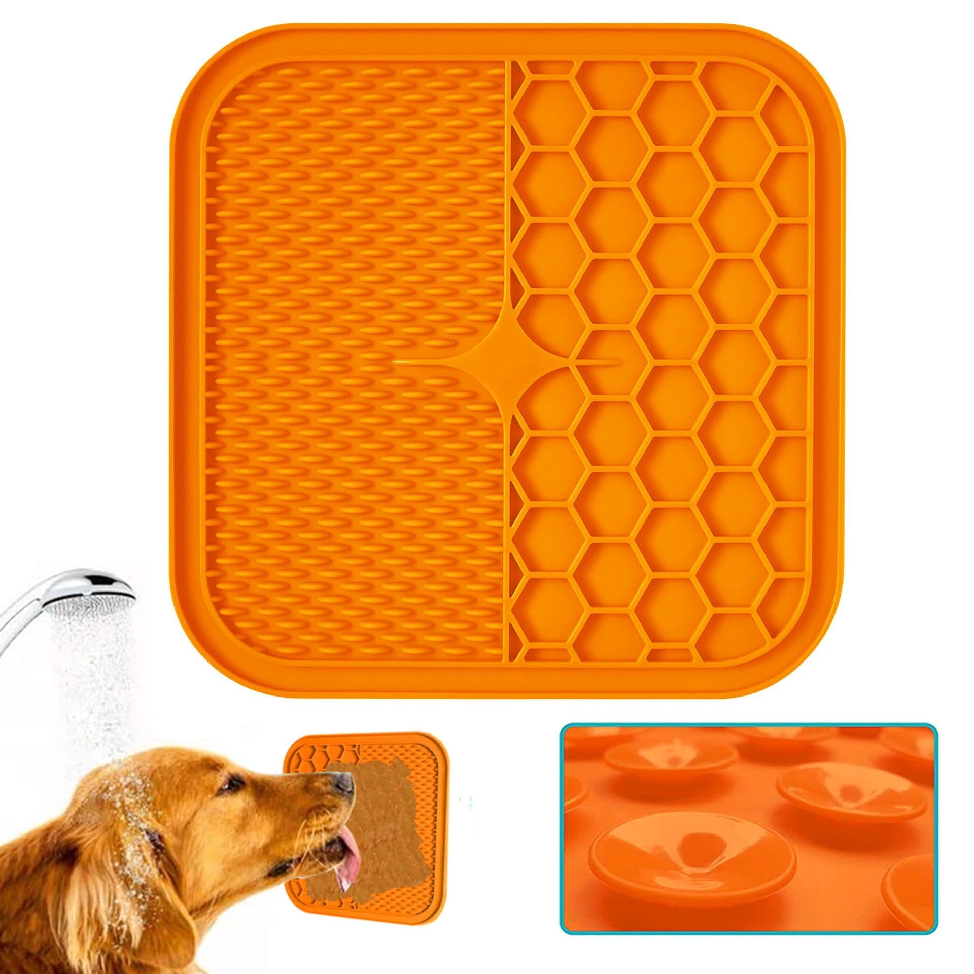 image-Pet licking pad Amazon silicone pet food utensils Sucker licking pad slow-feeding pad anti-choking slow-food bowl dog licking pad