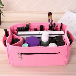 image-Felt Cosmetic Bag - Red 26x15x15cm Travel Storage