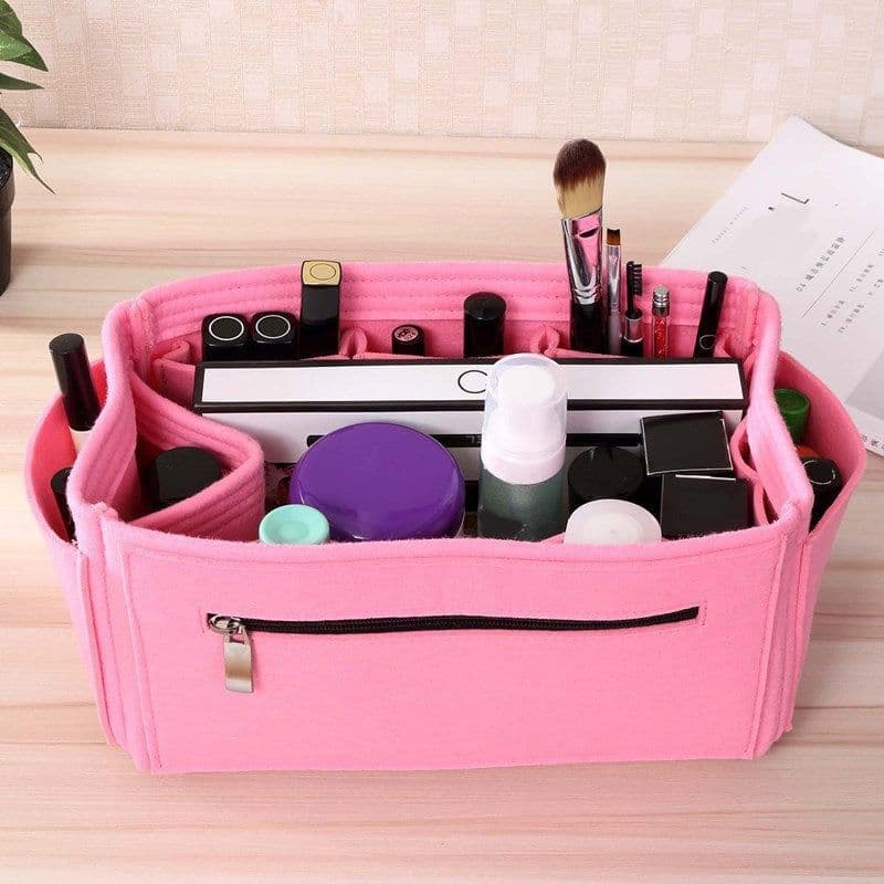 image-Felt Cosmetic Bag - Red 26x15x15cm Travel Storage