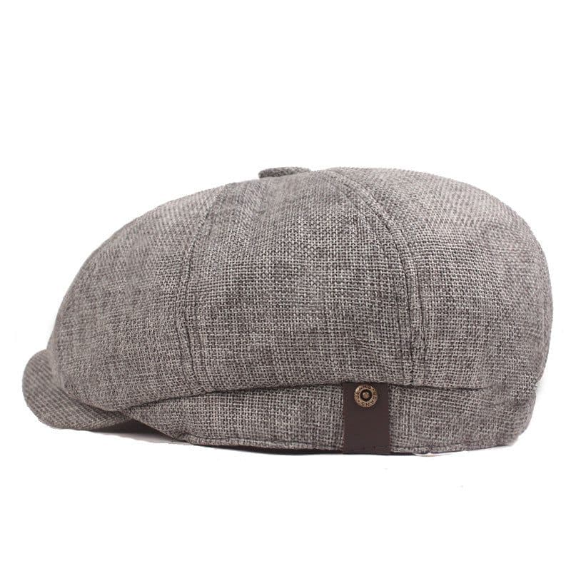 image-Cotton Linen Beret - Light Grey M (56-58cm)