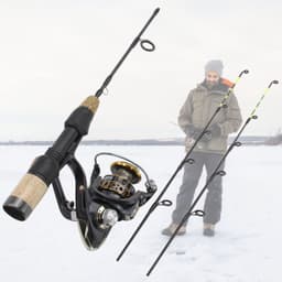 image-Double Tip Ice Fishing Winter Spinning Wheel Tackle Set Fishing Rod