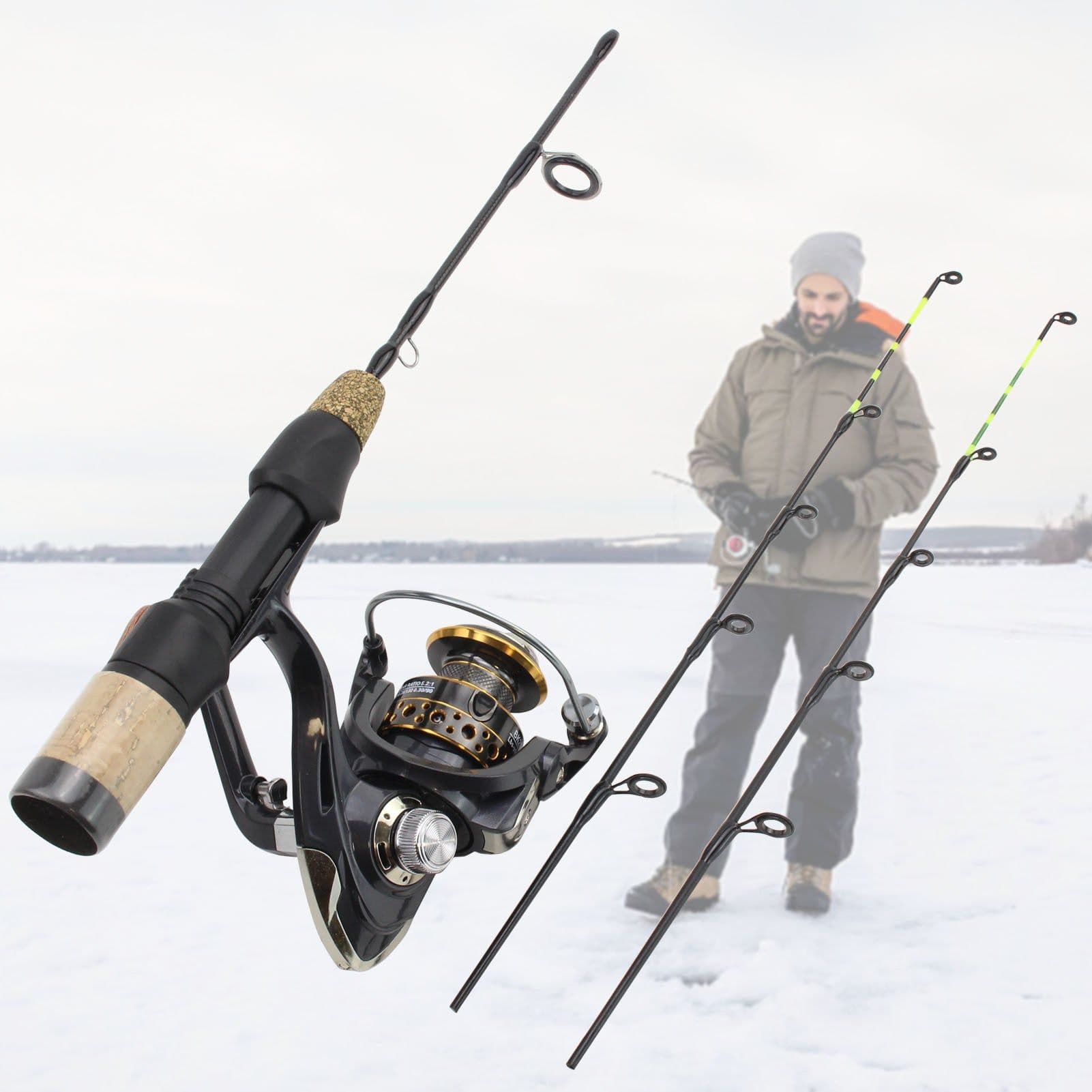image-Double Tip Ice Fishing Winter Spinning Wheel Tackle Set Fishing Rod