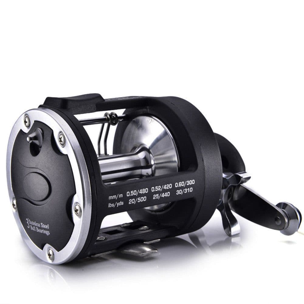 image-Trolling Fishing Reel Saltwater Right Hand Sea Bait Casting Fishing Reel Black