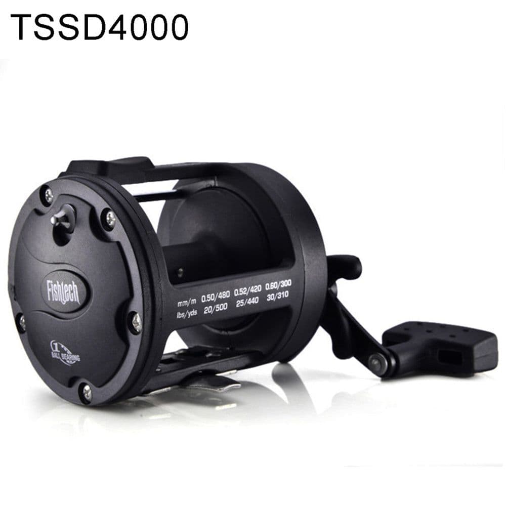 image-Trolling Fishing Reel Saltwater Right Hand Sea Bait Casting Fishing Reel Black
