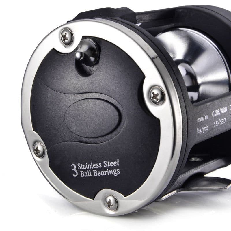 image-Trolling Fishing Reel Saltwater Right Hand Sea Bait Casting Fishing Reel Black
