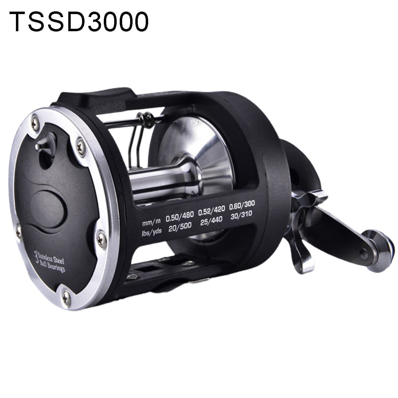 image-Trolling Fishing Reel Saltwater Right Hand Sea Bait Casting Fishing Reel Black