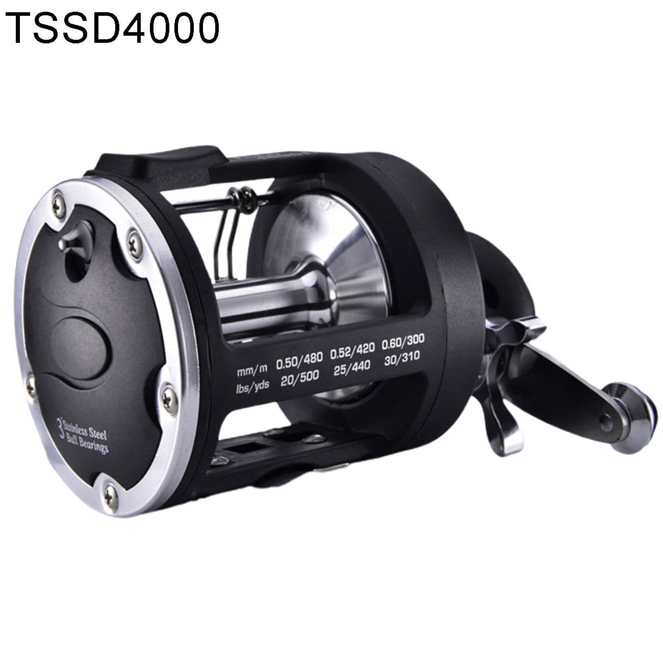 image-Trolling Fishing Reel Saltwater Right Hand Sea Bait Casting Fishing Reel Black
