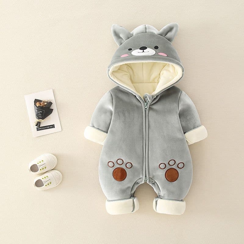 image-Newborn Baby Cartoon Clothes Autumn And Winter Plus Cotton Romper Climbing Clothes For Men And Women