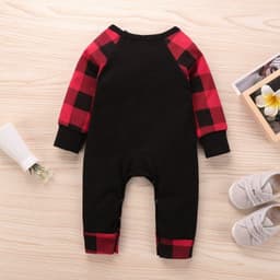image-Santa's Elk Romper Red Plaid Christmas Romper