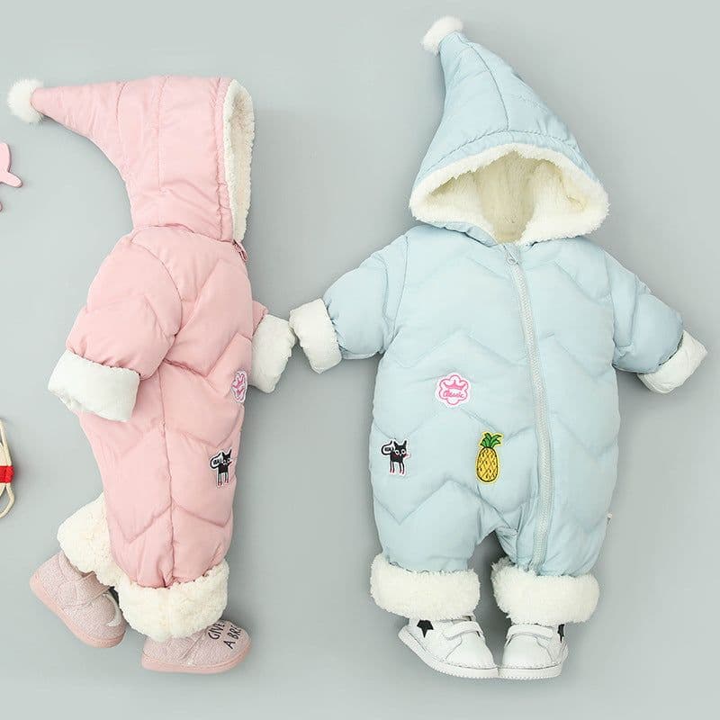 image-One Piece Clothes, Winter Thick Hugging Clothes, Winter Clothes, Newborn Down Cotton Padded Clothes, Baby Men's Going Out Clothes