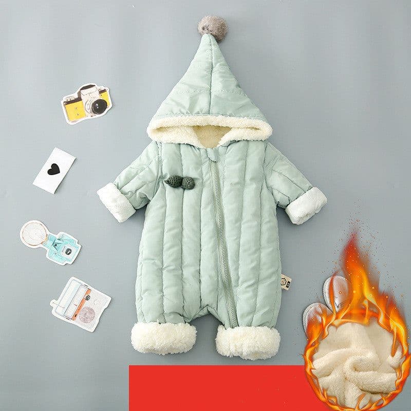 image-One Piece Clothes, Winter Thick Hugging Clothes, Winter Clothes, Newborn Down Cotton Padded Clothes, Baby Men's Going Out Clothes