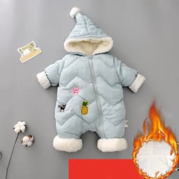 image-One Piece Clothes, Winter Thick Hugging Clothes, Winter Clothes, Newborn Down Cotton Padded Clothes, Baby Men's Going Out Clothes