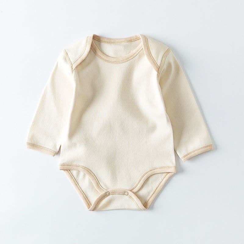 image-Custom Printed Bio Cotton Organic Baby Rompers Plain Baby Onesie Long Sleeves Manufacturer Organic Baby Clothing