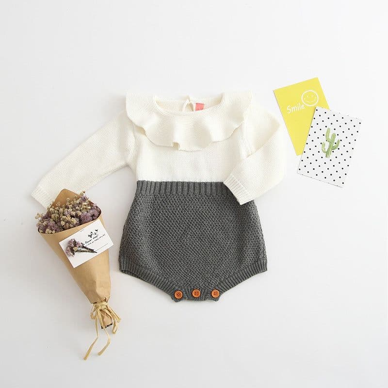 image-Girls' baby knitted wool jumpsuit romper