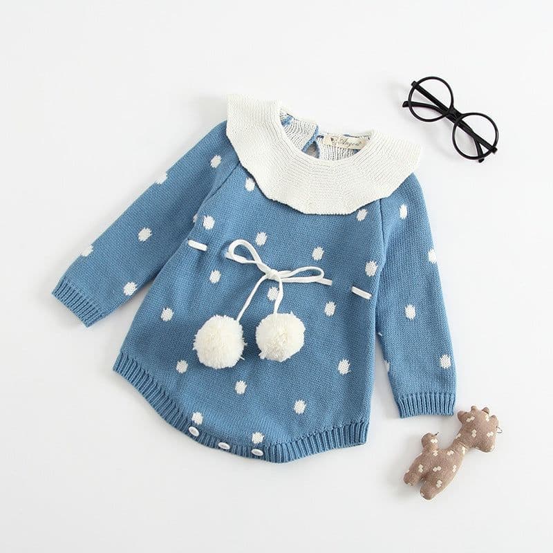 image-Girls' baby knitted wool jumpsuit romper
