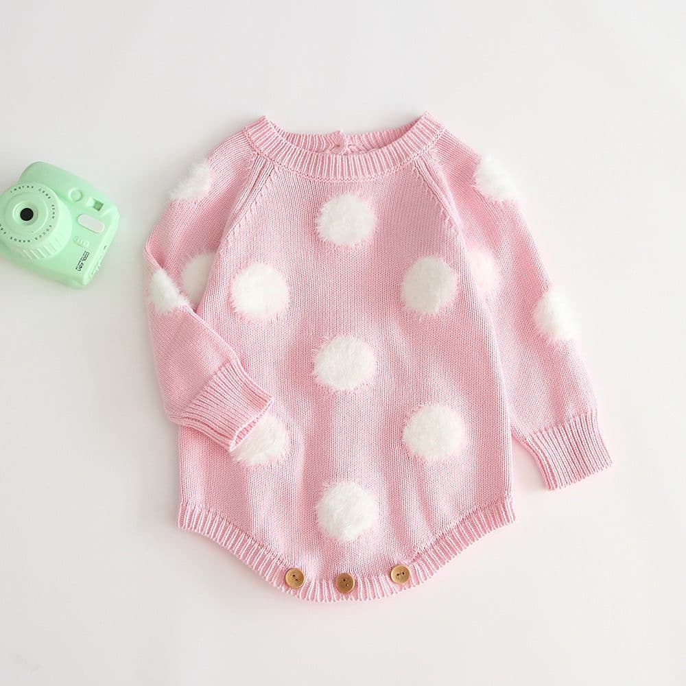 image-Girls' baby knitted wool jumpsuit romper
