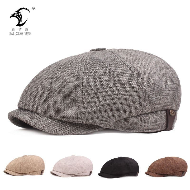 image-Cotton Linen Beret - Light Grey M (56-58cm)