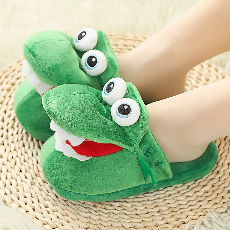 image-Cotton Slippers Mouth Will Move Plush Cute Funny Indoor Winter Couple Soft Bottom Plush Toys Indoor Slippers