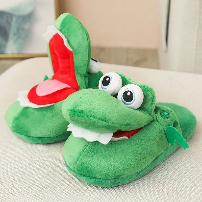image-Cotton Slippers Mouth Will Move Plush Cute Funny Indoor Winter Couple Soft Bottom Plush Toys Indoor Slippers