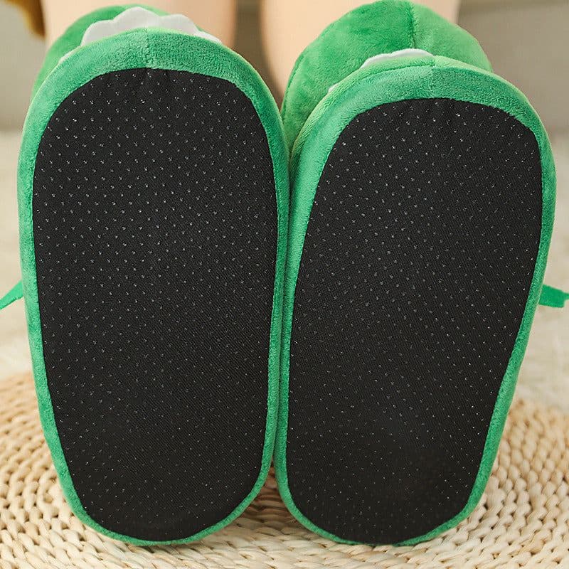 image-Cotton Slippers Mouth Will Move Plush Cute Funny Indoor Winter Couple Soft Bottom Plush Toys Indoor Slippers