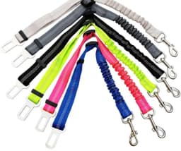 image-Adjustable Dog Seat Belt Dog Car Seatbelt Harness Leads Elastic Reflective Safety Rope