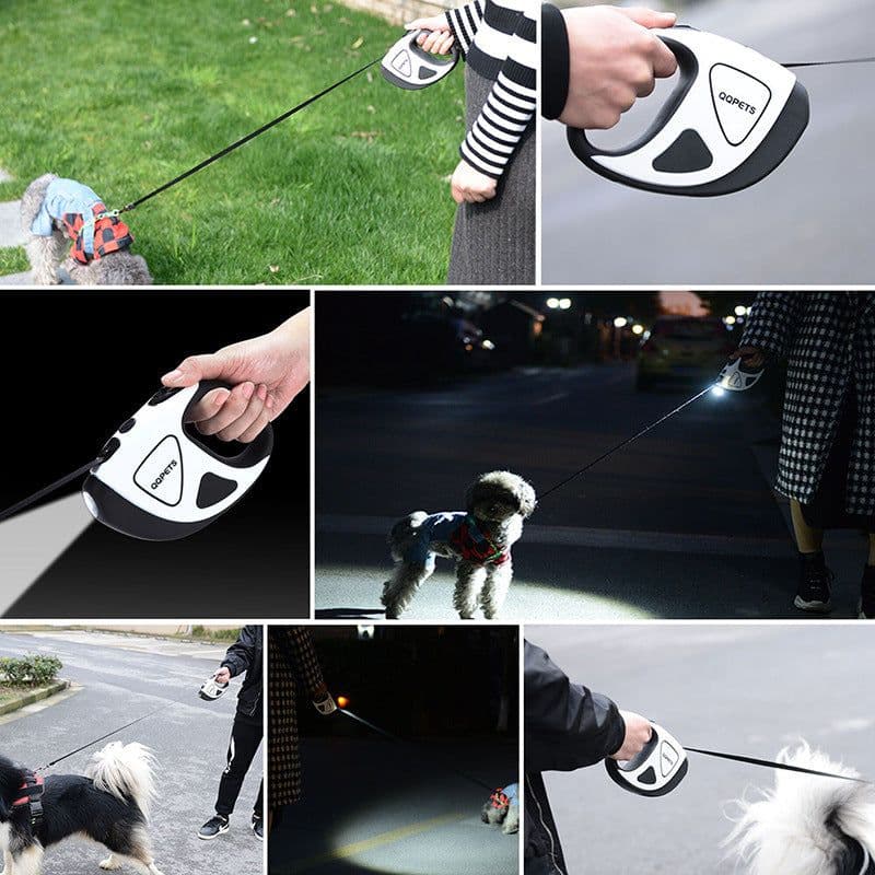 image-Pet Dog Automatic Retractable Fiber Leash Night Safety LED Shining Automatic Stretching Dog Hand Holding Rope Pet Supplies