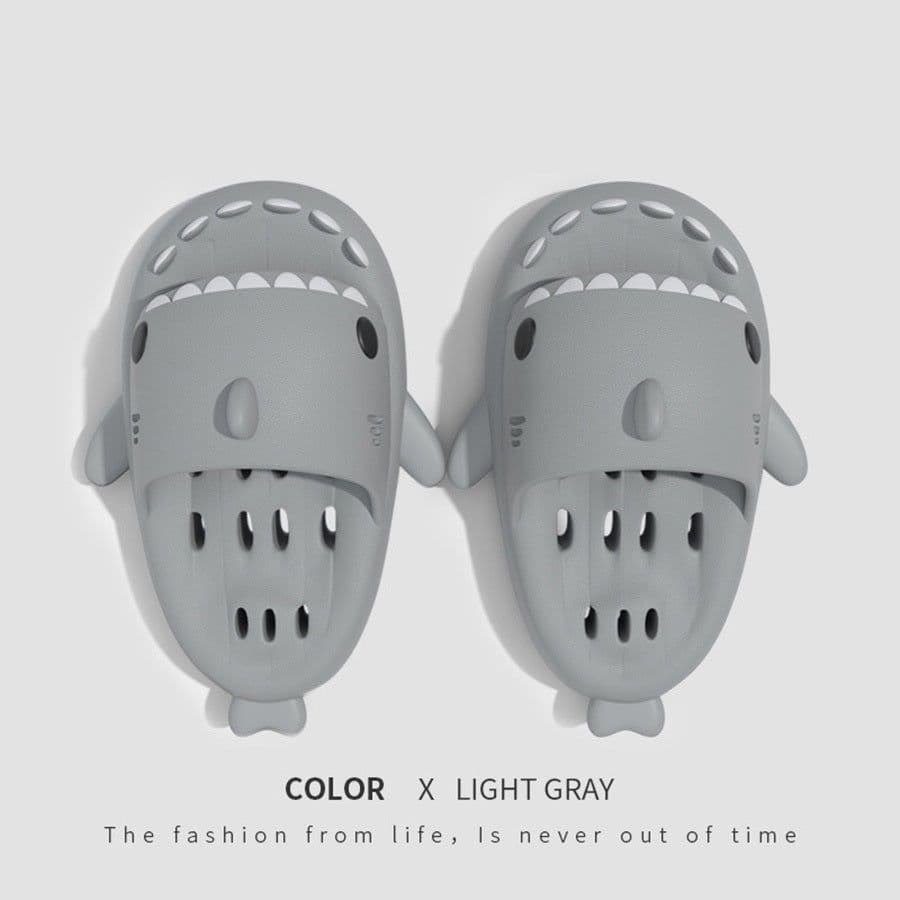 image-Shark Slippers With Drain Holes Shower Shoes For Women Quick Drying Eva Pool Shark Slides Beach Sandals With Drain Holes