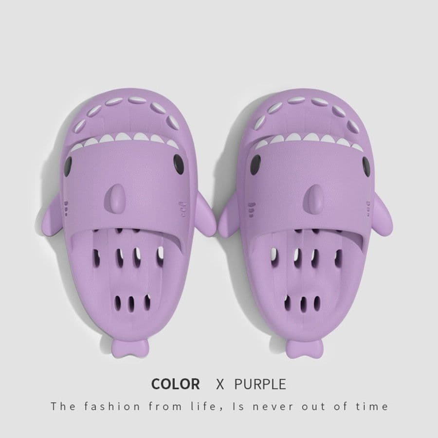 image-Shark Slippers With Drain Holes Shower Shoes For Women Quick Drying Eva Pool Shark Slides Beach Sandals With Drain Holes