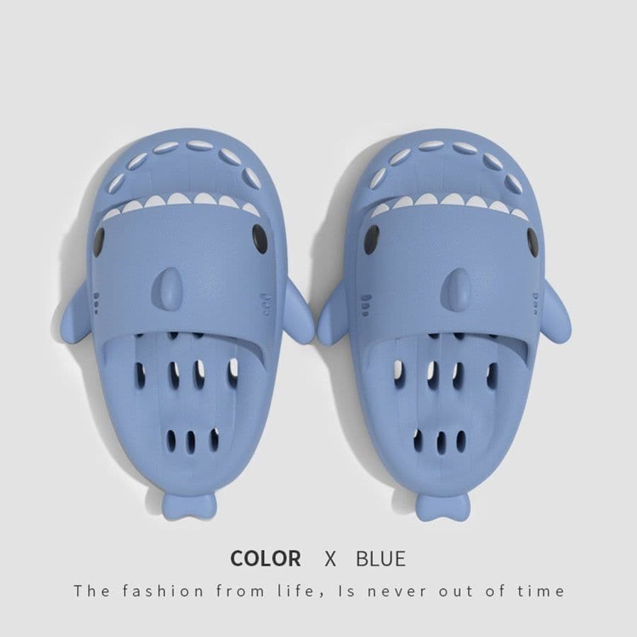 image-Shark Slippers With Drain Holes Shower Shoes For Women Quick Drying Eva Pool Shark Slides Beach Sandals With Drain Holes
