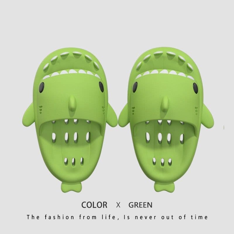 image-Shark Slippers With Drain Holes Shower Shoes For Women Quick Drying Eva Pool Shark Slides Beach Sandals With Drain Holes