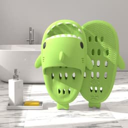 image-Shark Slippers With Drain Holes Shower Shoes For Women Quick Drying Eva Pool Shark Slides Beach Sandals With Drain Holes