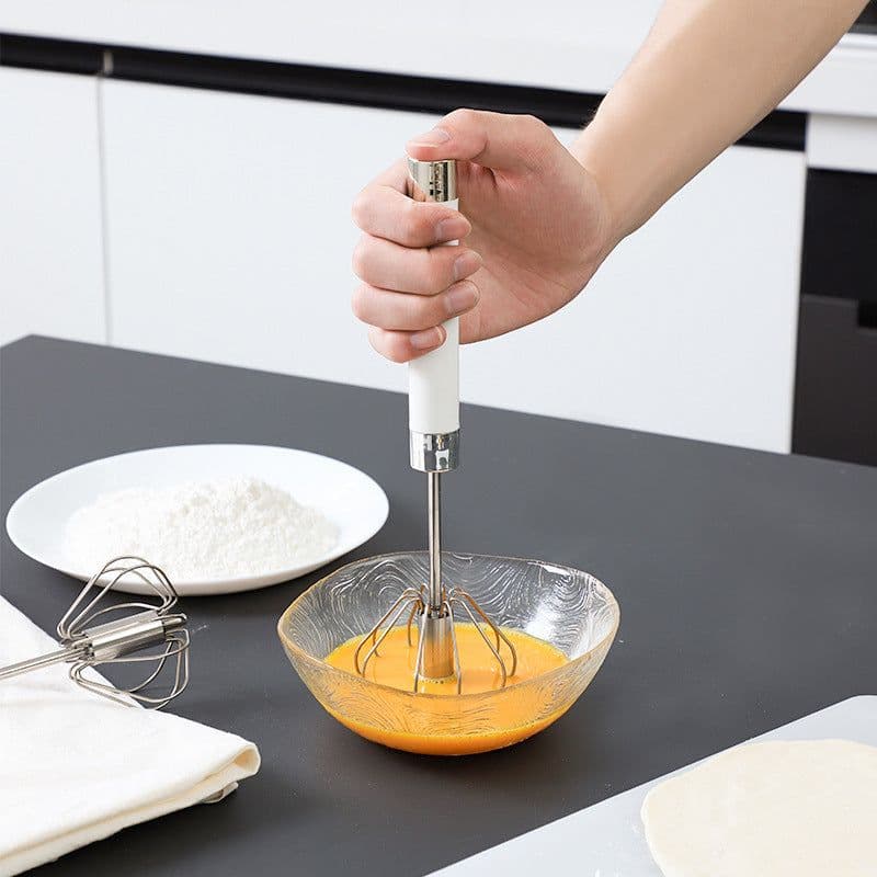 image-Semi-automatic Stainless Steel Egg Beater Whisk Hand Pressure Rotating Manual Mixer Egg Tools Cream Stirrer Kitchen Accessories